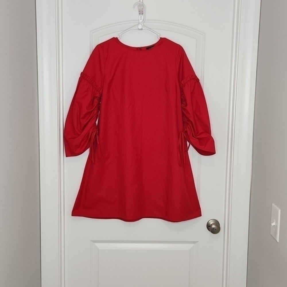 Halogen Red Parachute Ruffle Sleeve Shift Dress - Picture 3 of 8